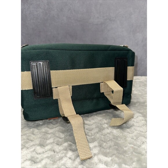 Vintage Green Canvas Canon Camera Bag w/ Dividers Strap 12x7x8 Clean Looks New - Picture 5 of 10